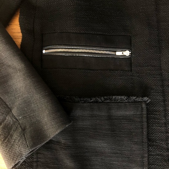 MAJE ZIPPER COAT WITH LEATHER SHOULDERS - Picture 3 of 7